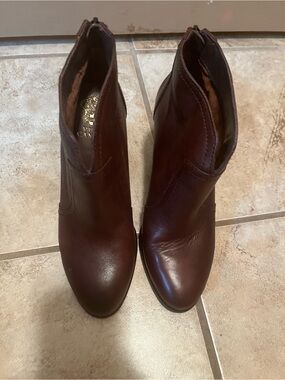 Vince Camuto Dark Burgundy Leather Ankle Booties